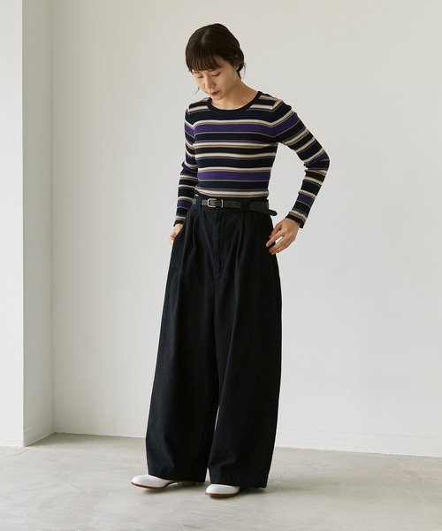 note et silence (ノートエシロンス)の「.High twist cotton クループルオーバー(Tシャツ/カットソー・レディース・マルチ/オフホワイト/ネイビー/グレー・FREE)」の10枚目の写真