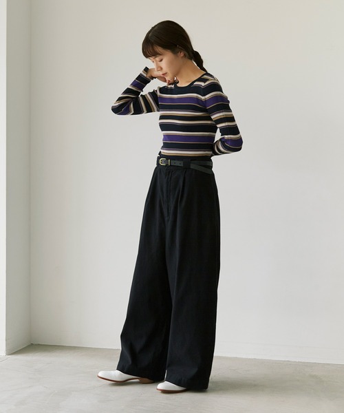 note et silence (ノートエシロンス)の「.High twist cotton クループルオーバー(Tシャツ/カットソー・レディース・マルチ/オフホワイト/ネイビー/グレー・FREE)」の13枚目の写真