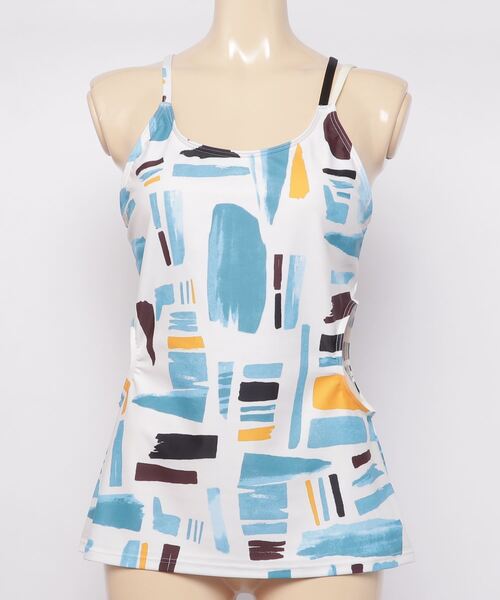 MAISON SPECIAL（メゾンスペシャル）の「アブストラクトカットオフスウィムキャミソール【MAISON SPECIAL/メゾンスペシャル】（水着・レディース・ブルー/グリーン・36/38）」の7枚目の写真