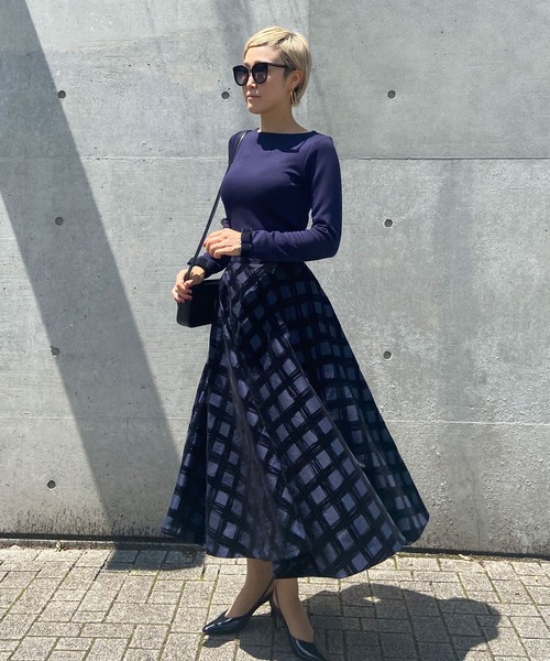 JENNE（ジェンヌ）の「日本製フロッキーフレアスカート（スカート・レディース・ベージュ/ブルー・SMALL/MEDIUM/LARGE）」の15枚目の写真