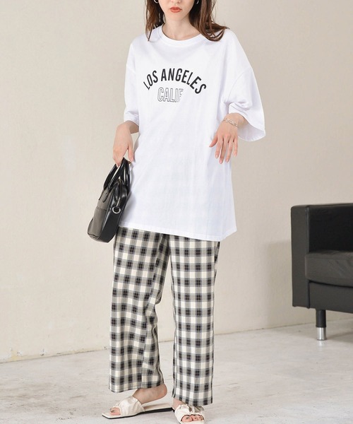 Monocoro toppi(モノコロトッピ)の「ロゴプリントTシャツ-LOSANGELS-(Tシャツ/カットソー・レディース・グリーン/ホワイト/チャコールグレー・M)」の8枚目の写真