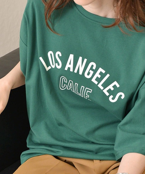 Monocoro toppi(モノコロトッピ)の「ロゴプリントTシャツ-LOSANGELS-(Tシャツ/カットソー・レディース・グリーン/ホワイト/チャコールグレー・M)」の17枚目の写真