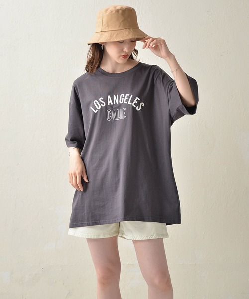 Monocoro toppi(モノコロトッピ)の「ロゴプリントTシャツ-LOSANGELS-(Tシャツ/カットソー・レディース・グリーン/ホワイト/チャコールグレー・M)」の18枚目の写真