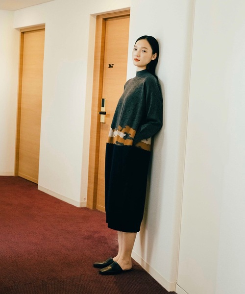 rikolekt（リコレクト）の「"time" KNIT DRESS（ワンピース・レディース・ホワイト/グレー・FREE）」の2枚目の写真