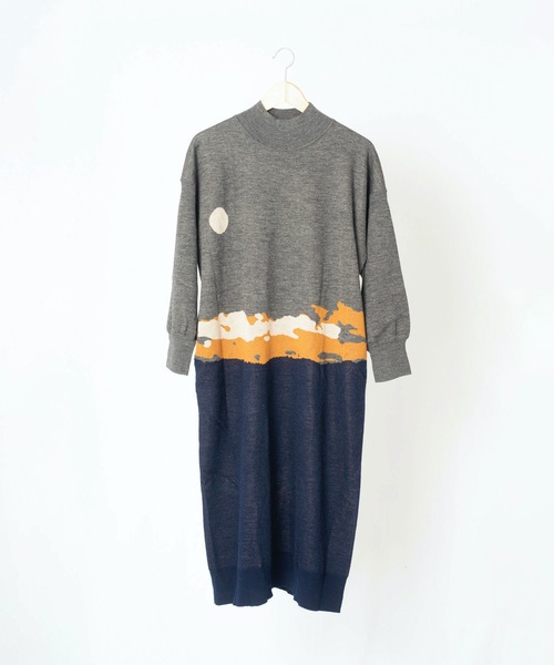 rikolekt（リコレクト）の「"time" KNIT DRESS（ワンピース・レディース・ホワイト/グレー・FREE）」の3枚目の写真