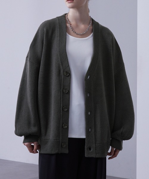 セール】ボリュームスリーブオーバーニットカーディガン（カーディガン