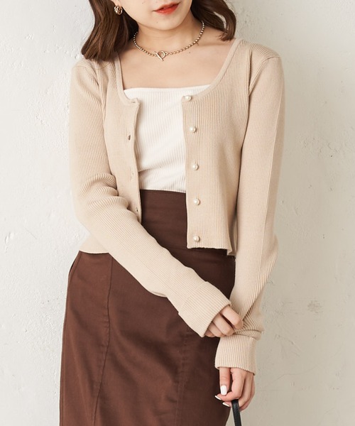 パールボタン短丈リブニット ニット セーター Who S Who Chico フーズフーチコ のファッション通販 Zozotown