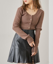 Chico | パールボタン短丈リブニット(ニット/セーター)