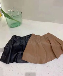 io sono mao moderato（イオソノマオ　モデレート）の「フェイクレザーフレアミニスカート（スカート・キッズ）」
