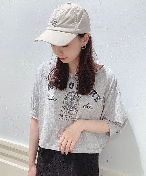 MAJESTIC LEGON（マジェスティックレゴン）の「アンニュイロゴトップス（Tシャツ/カットソー・レディース・アイボリー/グレー/ブラック・SMALL/MEDIUM）」の3枚目の写真