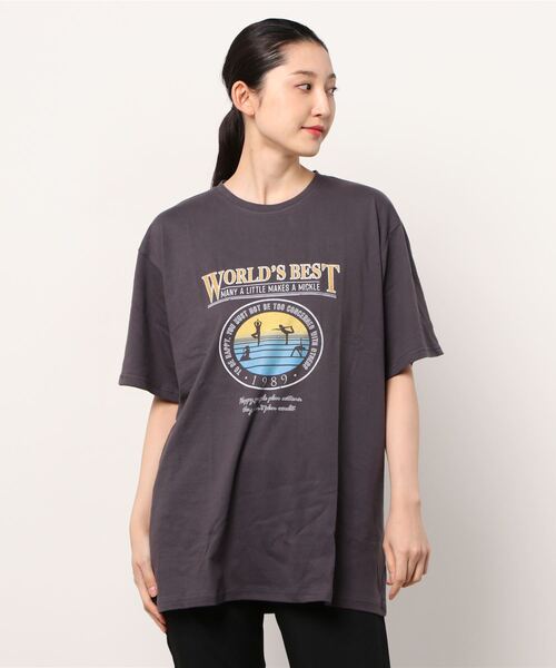 Figments（フィグメンツ）の「WORLD'SBEST T（Tシャツ/カットソー・レディース・スミクロ/杢グレー・FREE）」の6枚目の写真