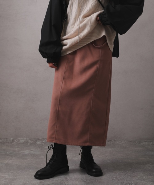 ap retro（アプレトロ）の「ロングタイトスカート　サス付き（スカート・レディース・ブラック/ピンク/グリーン/アイボリー・FREE）」の2枚目の写真