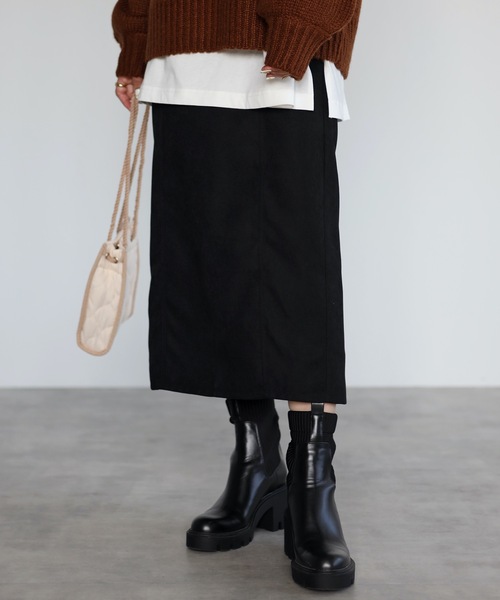 ap retro（アプレトロ）の「ロングタイトスカート　サス付き（スカート・レディース・ブラック/ピンク/グリーン/アイボリー・FREE）」の3枚目の写真