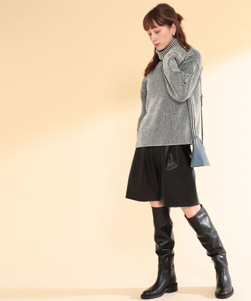 Ray BEAMS（レイビームス）の「Ray BEAMS / プレーティング ストライプ タートル ニット（ニット/セーター・レディース・ブラック/グリーン系その他2・ONE SIZE）」の6枚目の写真