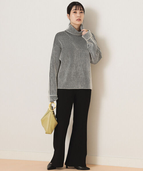 Ray BEAMS（レイビームス）の「Ray BEAMS / プレーティング ストライプ タートル ニット（ニット/セーター・レディース・ブラック/グリーン系その他2・ONE SIZE）」の7枚目の写真