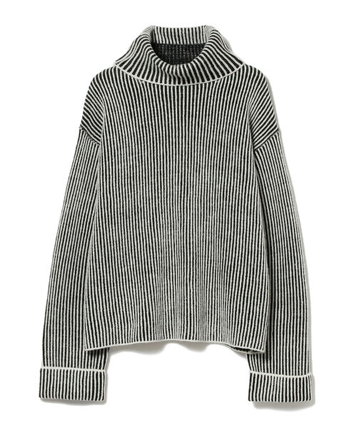 Ray BEAMS（レイビームス）の「Ray BEAMS / プレーティング ストライプ タートル ニット（ニット/セーター・レディース・ブラック/グリーン系その他2・ONE SIZE）」の9枚目の写真