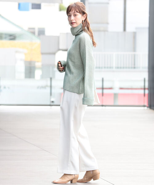 Ray BEAMS（レイビームス）の「Ray BEAMS / プレーティング ストライプ タートル ニット（ニット/セーター・レディース・ブラック/グリーン系その他2・ONE SIZE）」の15枚目の写真