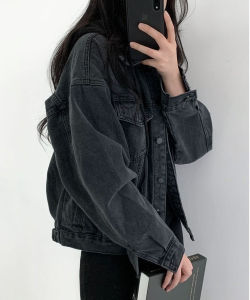 BEIDELLI（ベイデリー）の「[BELLIDE MADE] オーバーフィットフード付きデニムジャケット（デニムジャケット・レディース・ブラック/ブルー・FREE）」の7枚目の写真