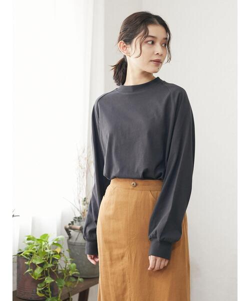 Green　Parks（グリーンパークス）の「ハイネックラグランロンTEE＊（Tシャツ/カットソー・レディース・チャコールグレー/ライトグレー/レッド/オフホワイト・FREE）」の14枚目の写真