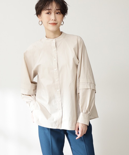 N.(N. Natural Beauty Basic)(エヌエヌナチュラルビューティーベーシック)の「◆タッキングボリュームスリーブブラウス(シャツ/ブラウス・レディース・イエロー/ブラウン/ナチュラル・MEDIUM)」の3枚目の写真