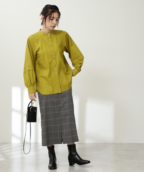 N.(N. Natural Beauty Basic)(エヌエヌナチュラルビューティーベーシック)の「◆タッキングボリュームスリーブブラウス(シャツ/ブラウス・レディース・イエロー/ブラウン/ナチュラル・MEDIUM)」の5枚目の写真