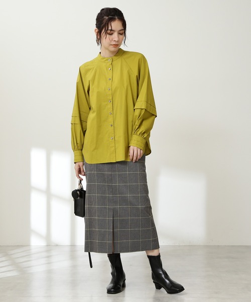 N.(N. Natural Beauty Basic)(エヌエヌナチュラルビューティーベーシック)の「◆タッキングボリュームスリーブブラウス(シャツ/ブラウス・レディース・イエロー/ブラウン/ナチュラル・MEDIUM)」の4枚目の写真