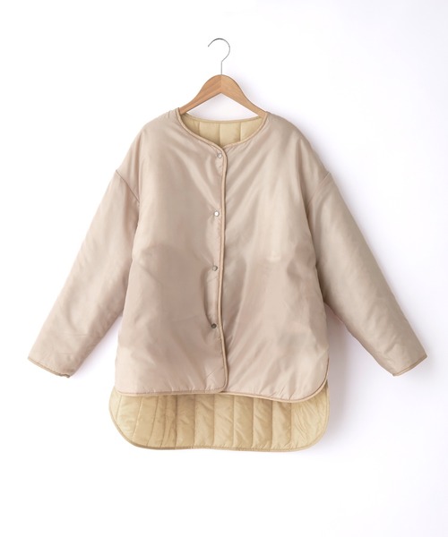 Chaco closet（チャコ クローゼット）の「オーバーサイズキルティングサイドスリットリバーシブルノーカラーコート 2021WINTER（ノーカラージャケット・レディース・ブラック/アイボリー/ライトカーキ/ベージュ/アイボリー系1・FREE）」の13枚目の写真