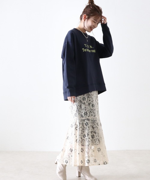 Cheek（チーク）の「ロゴプリント裏毛プルオーバー（スウェット・レディース・アイボリー/グレー/ネイビー・MEDIUM）」の7枚目の写真