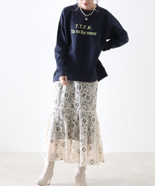 Cheek（チーク）の「ロゴプリント裏毛プルオーバー（スウェット・レディース・アイボリー/グレー/ネイビー・MEDIUM）」の16枚目の写真