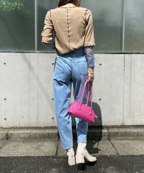 AS KNOW AS PINKY（アズノゥアズピンキー）の「メッシュ繋げてエッジプルオーバー（Tシャツ/カットソー・レディース・ブラック/ベージュ/ピンク・FREE）」の8枚目の写真