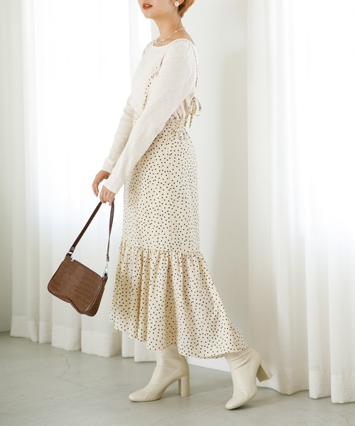 SLURR（スラ―）の「ドットフリルマーメイドスカート（スカート・レディース・ライトベージュ/ブラック・MEDIUM/SMALL）」の2枚目の写真
