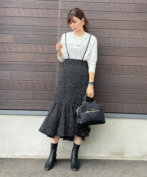 SLURR（スラ―）の「ドットフリルマーメイドスカート（スカート・レディース・ライトベージュ/ブラック・MEDIUM/SMALL）」の14枚目の写真