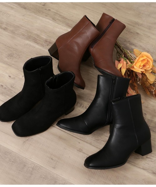 CHILLE(チル)の「切替デザインミディブーティー(ブーツ・レディース・ブラック/ダークブラウン/ブラック系・LL/S/M/L)」の18枚目の写真
