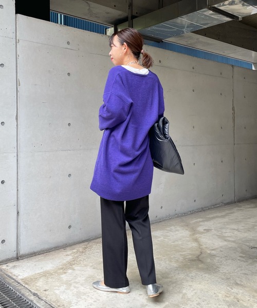 DouDou（ドゥドゥ）の「深Vプルオーバー（ニット/セーター・レディース・チャコールグレー/パープル/オレンジ・FREE）」の12枚目の写真