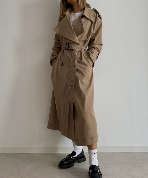 Avvenente（アベネンテ）の「【Avvenente】ビッグカラートレンチコート（トレンチコート・レディース・ライトグレー/ベージュ・FREE）」の6枚目の写真