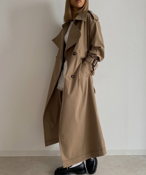 Avvenente（アベネンテ）の「【Avvenente】ビッグカラートレンチコート（トレンチコート・レディース・ライトグレー/ベージュ・FREE）」の3枚目の写真