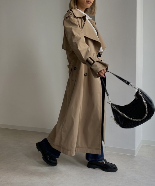 Avvenente（アベネンテ）の「【Avvenente】ビッグカラートレンチコート（トレンチコート・レディース・ライトグレー/ベージュ・FREE）」の21枚目の写真