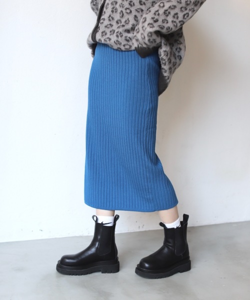 SHAGGIE（シャギー）の「バックスリットリブタイトペンシルスカート（スカート・レディース・ブラック/ブラウン/ブルー/グリーン・FREE）」の4枚目の写真