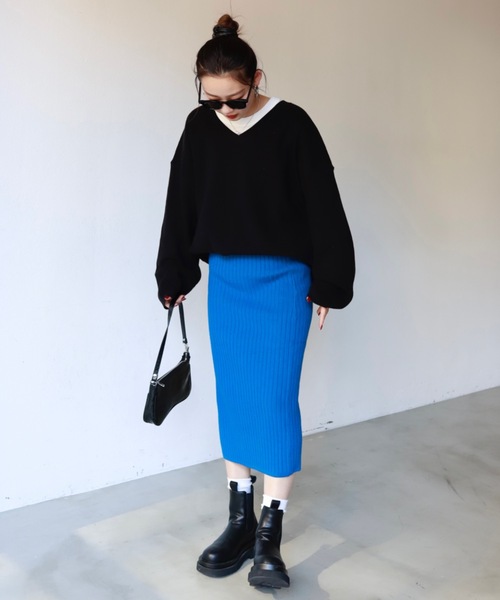 SHAGGIE（シャギー）の「バックスリットリブタイトペンシルスカート（スカート・レディース・ブラック/ブラウン/ブルー/グリーン・FREE）」の14枚目の写真