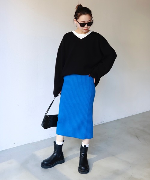 SHAGGIE（シャギー）の「バックスリットリブタイトペンシルスカート（スカート・レディース・ブラック/ブラウン/ブルー/グリーン・FREE）」の7枚目の写真