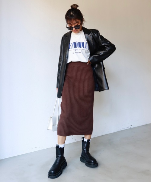 SHAGGIE（シャギー）の「バックスリットリブタイトペンシルスカート（スカート・レディース・ブラック/ブラウン/ブルー/グリーン・FREE）」の18枚目の写真