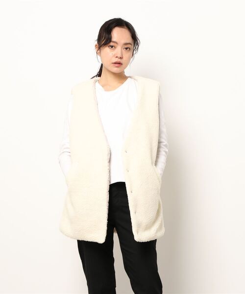 スタイルブロック STYLEBLOCK ボア×縦キルトリバーシブルベスト （ブラウン） STYLEBLOCK（スタイルブロック）の「ボア×縦キルトリバーシブル