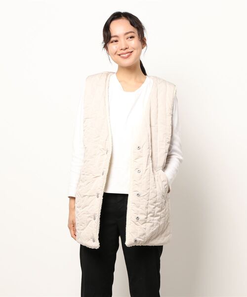 スタイルブロック STYLEBLOCK ボア×縦キルトリバーシブルベスト （ブラウン） STYLEBLOCK（スタイルブロック）の「ボア×縦キルトリバーシブル