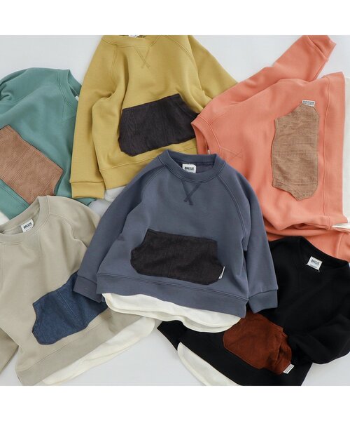 BREEZE（ブリーズ）の「ニットポケットトレーナー_裏シャギー（スウェット・キッズ・パープル/オレンジ/ブラック/グリーン/イエロー/ベージュ・110/100/80/90/120/130/140）」の7枚目の写真