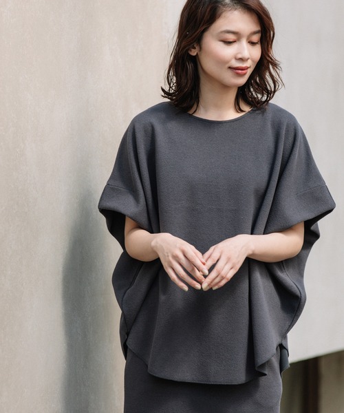 Munich（ミューニック）の「ダブルフェイスブークレータックショルダートップス（Tシャツ/カットソー・レディース・ブラック/オフホワイト/ダークグレー・FREE）」の8枚目の写真