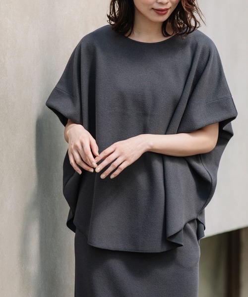 Munich（ミューニック）の「ダブルフェイスブークレータックショルダートップス（Tシャツ/カットソー・レディース・ブラック/オフホワイト/ダークグレー・FREE）」の11枚目の写真