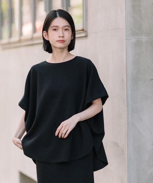 Munich（ミューニック）の「ダブルフェイスブークレータックショルダートップス（Tシャツ/カットソー・レディース・ブラック/オフホワイト/ダークグレー・FREE）」の22枚目の写真