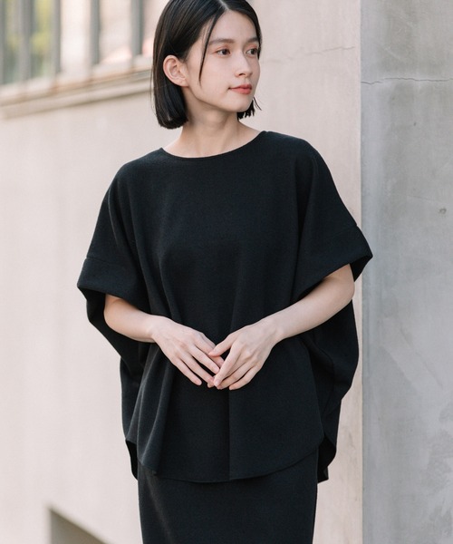 Munich（ミューニック）の「ダブルフェイスブークレータックショルダートップス（Tシャツ/カットソー・レディース・ブラック/オフホワイト/ダークグレー・FREE）」の21枚目の写真