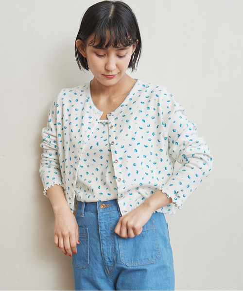 CHILD WOMAN（チャイルドウーマン）の「☆フライス小花プリント キャミソール（キャミソール・レディース・アイボリー/サックスブルー/ブルー・FREE）」の9枚目の写真