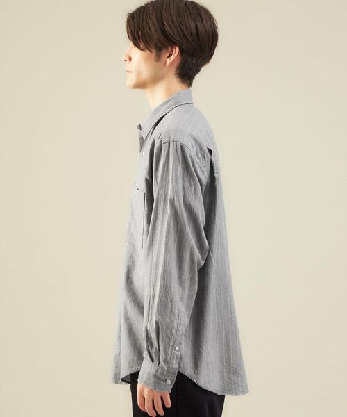 green label relaxing（グリーンレーベルリラクシング）の「ウール ブレンド ビエラ レギュラーカラー シャツ（シャツ/ブラウス・メンズ・ネイビー/グレー/モカ・S/M/L）」の5枚目の写真